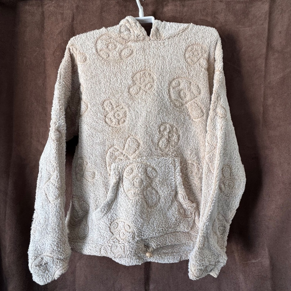 No‎ Boundaries Cream Sherpa Fleece Mushroom Embossed Hoodie Juniors Medium 7-9